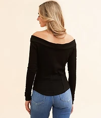Off The Shoulder Zipper Top