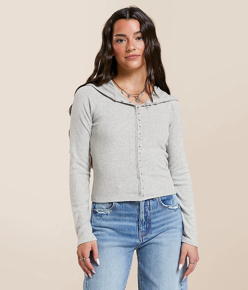 Brushed Knit Hooded Top