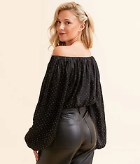 Rhinestone Off The Shoulder Top