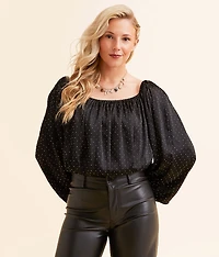 Rhinestone Off The Shoulder Top