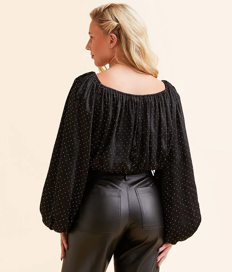 Rhinestone Off The Shoulder Top