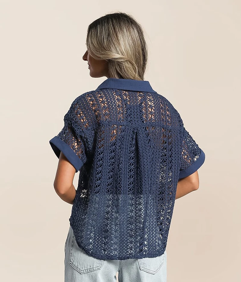 Boxy Crochet Cropped Blouse