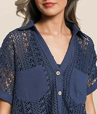 Boxy Crochet Cropped Blouse