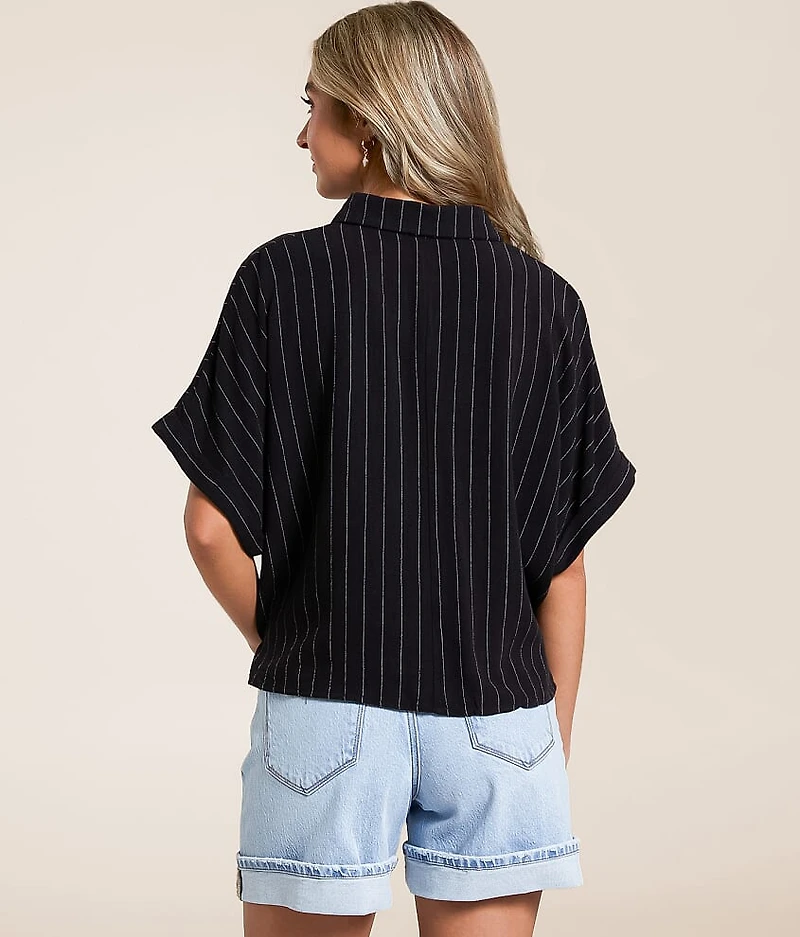 Striped Boxy Cropped Blouse