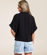 Striped Boxy Cropped Blouse