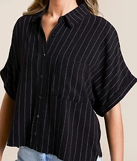 Striped Boxy Cropped Blouse