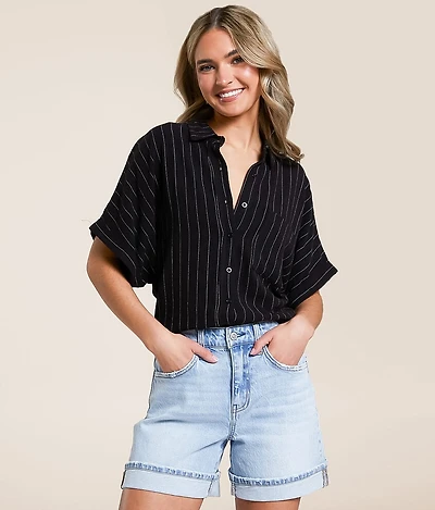 Striped Boxy Cropped Blouse