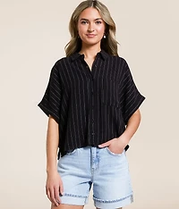 Striped Boxy Cropped Blouse