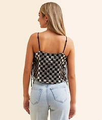 Sequin Checker Cropped Tank Top