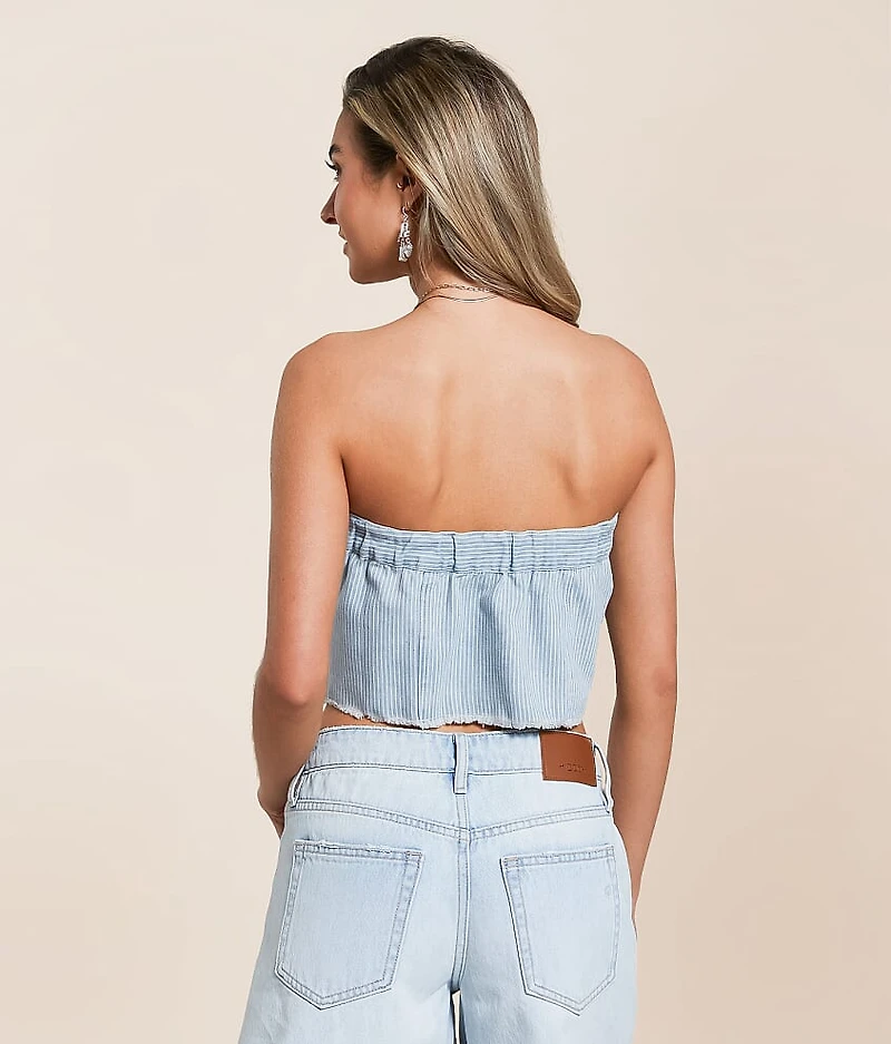 Striped Denim Tube Top