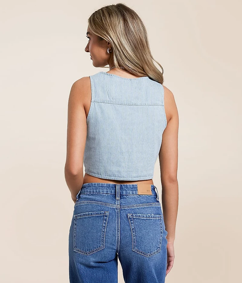 Striped Denim Vest