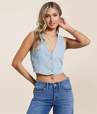 Striped Denim Vest