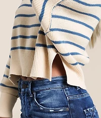 Striped Dolman Cropped Sweater