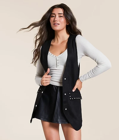 Studded Faux Suede Vest