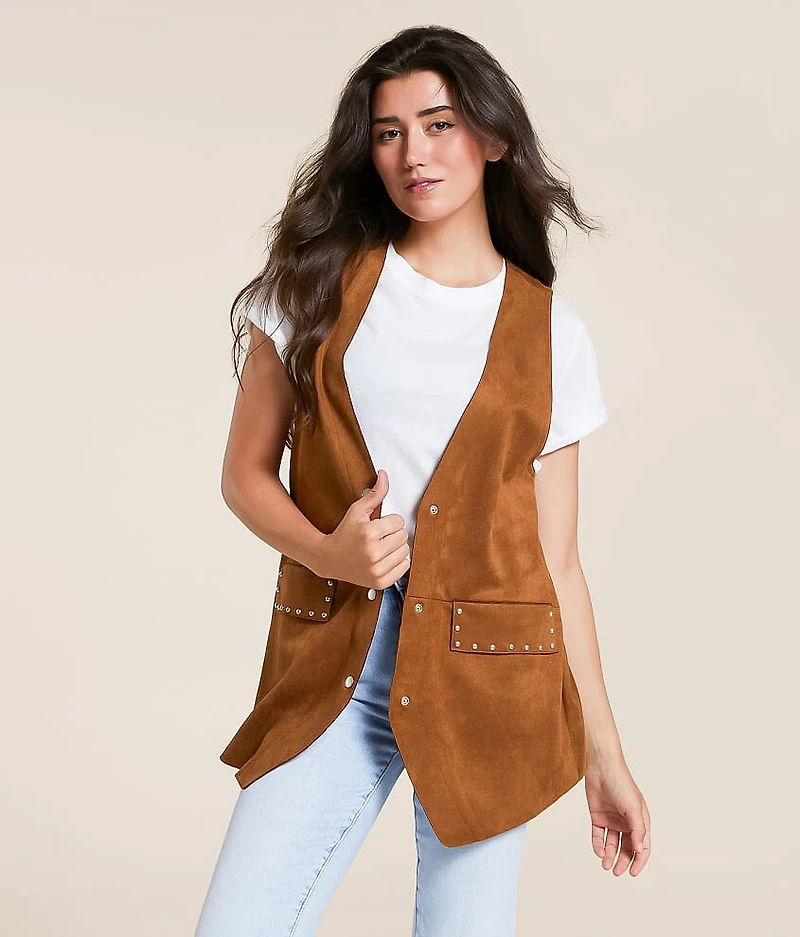 Studded Faux Suede Vest