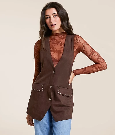 Studded Faux Suede Vest