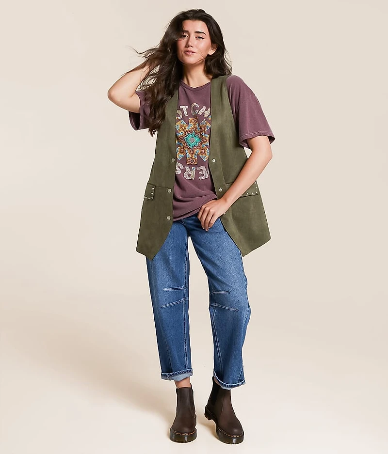 Studded Faux Suede Vest