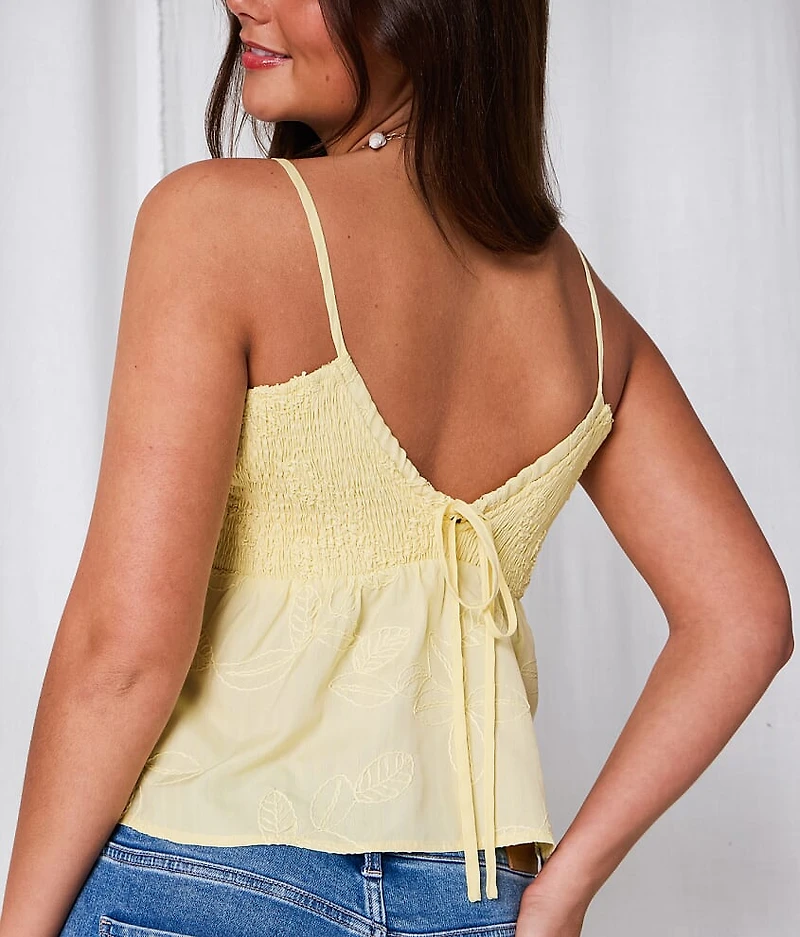 Embroidered Two-Way Peplum Tank Top