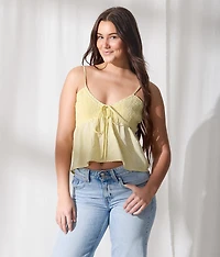 Embroidered Two-Way Peplum Tank Top