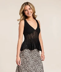 Floral Lace Peplum Tank Top
