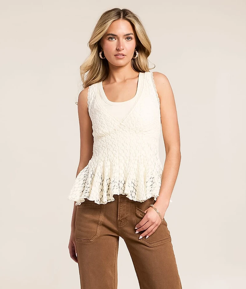 Floral Lace Peplum Tank Top