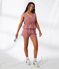 Gingham Peplum Tank Top