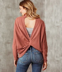 Twisted Open Back Pullover