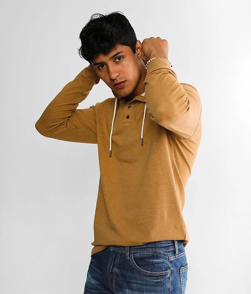 Brushed Knit Henley Hoodie