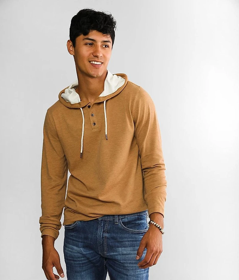 Brushed Knit Henley Hoodie