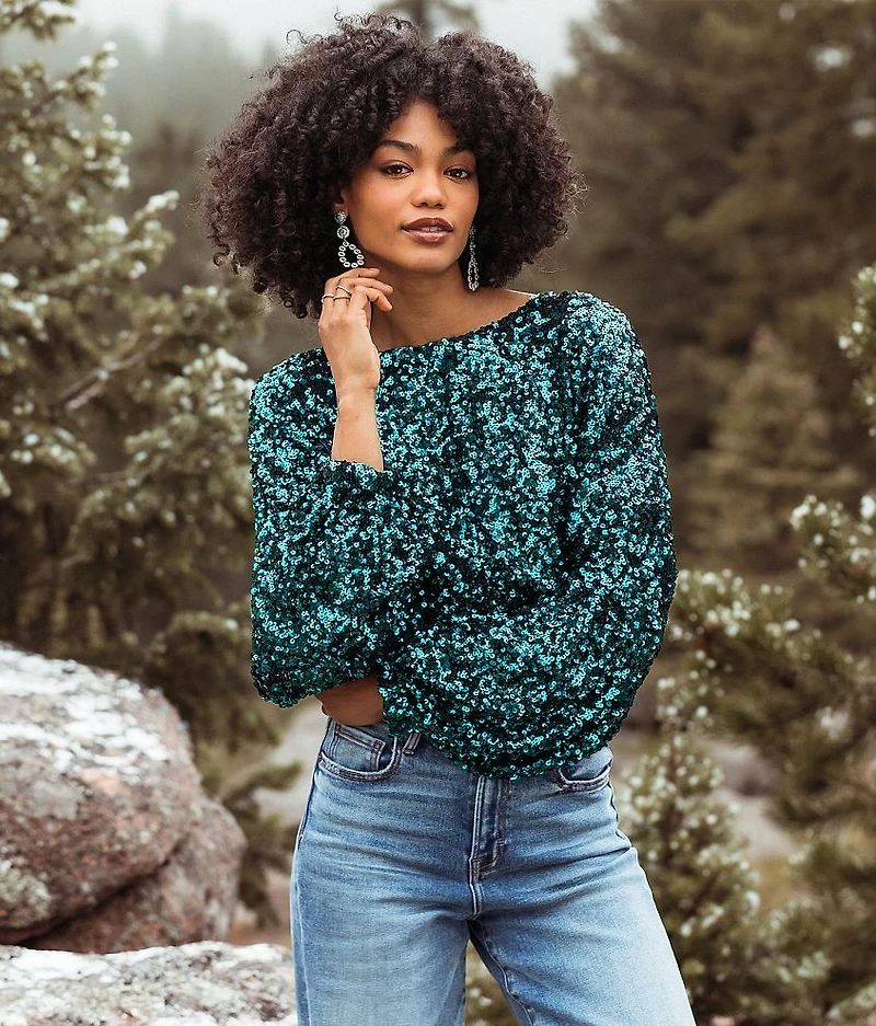 Sequin Dolman Top