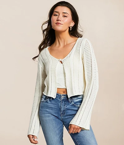 Crochet Cropped Cardigan Sweater