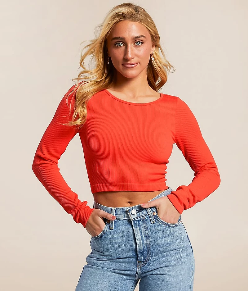 Ribbed Back Tie Cropped Top