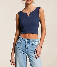 Notch Neck Cropped Tank Top