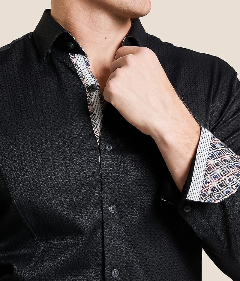Tonal Print Stretch Shirt