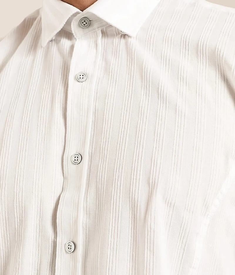 Flocked Tonal Striped Shirt