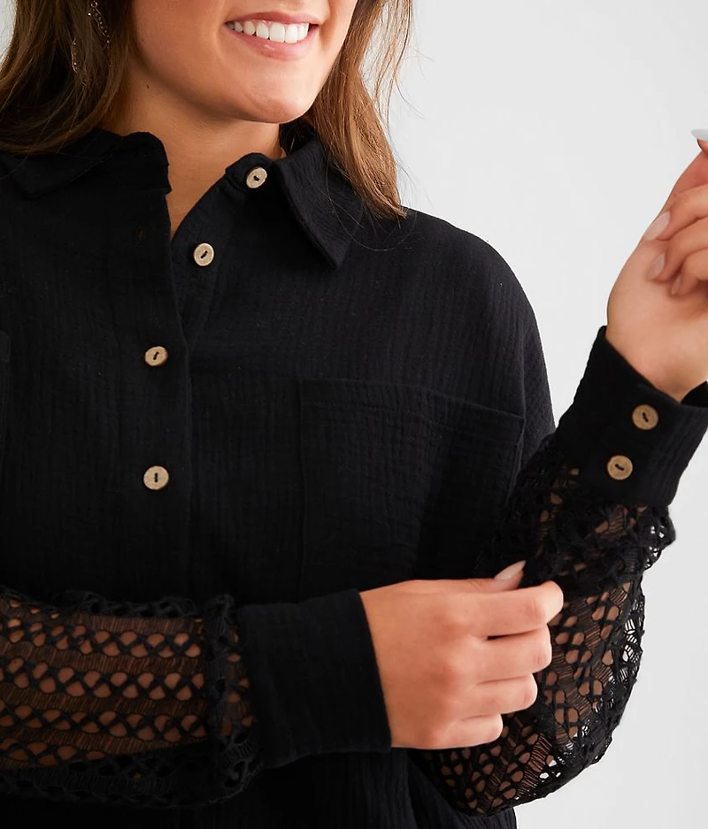Crinkle Crochet Shirt