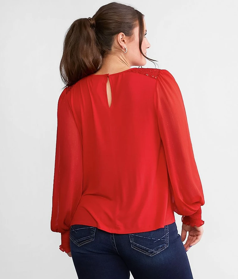 Sequin Yoke Top