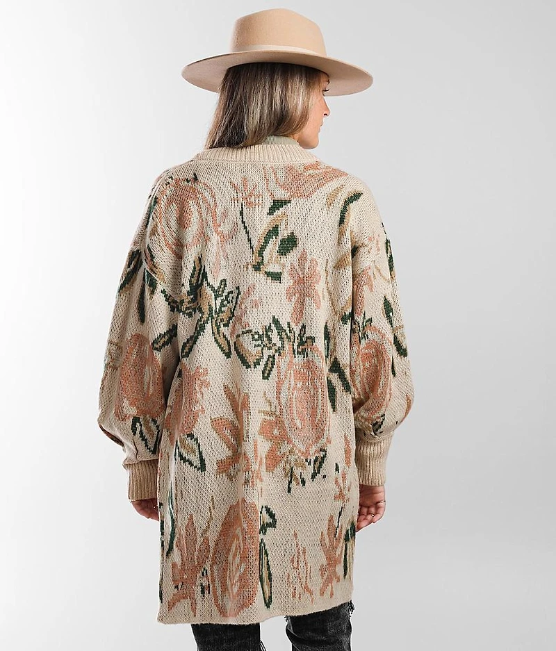 Floral Print Cardigan Sweater