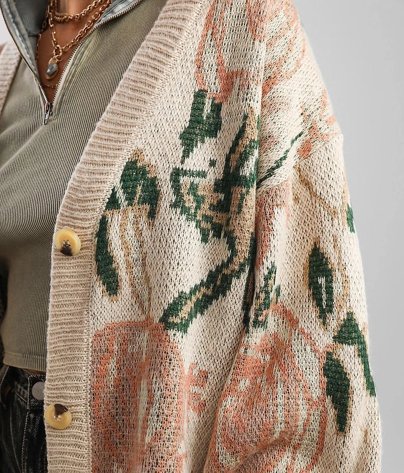 Floral Print Cardigan Sweater