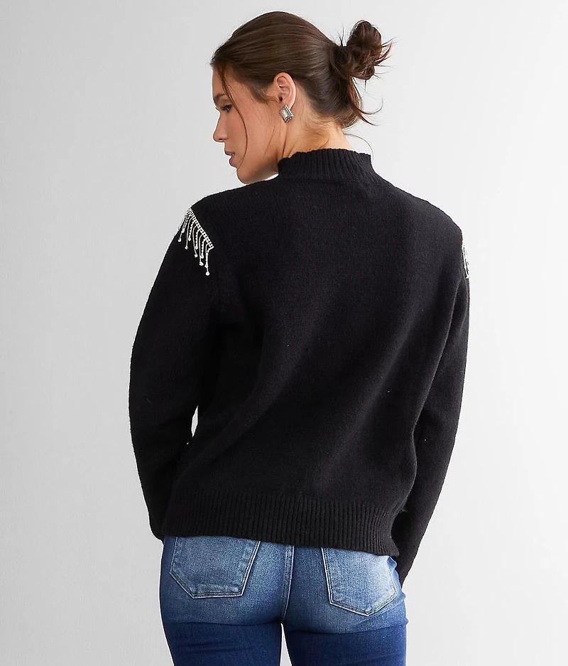 Rhinestone Fringe Sweater