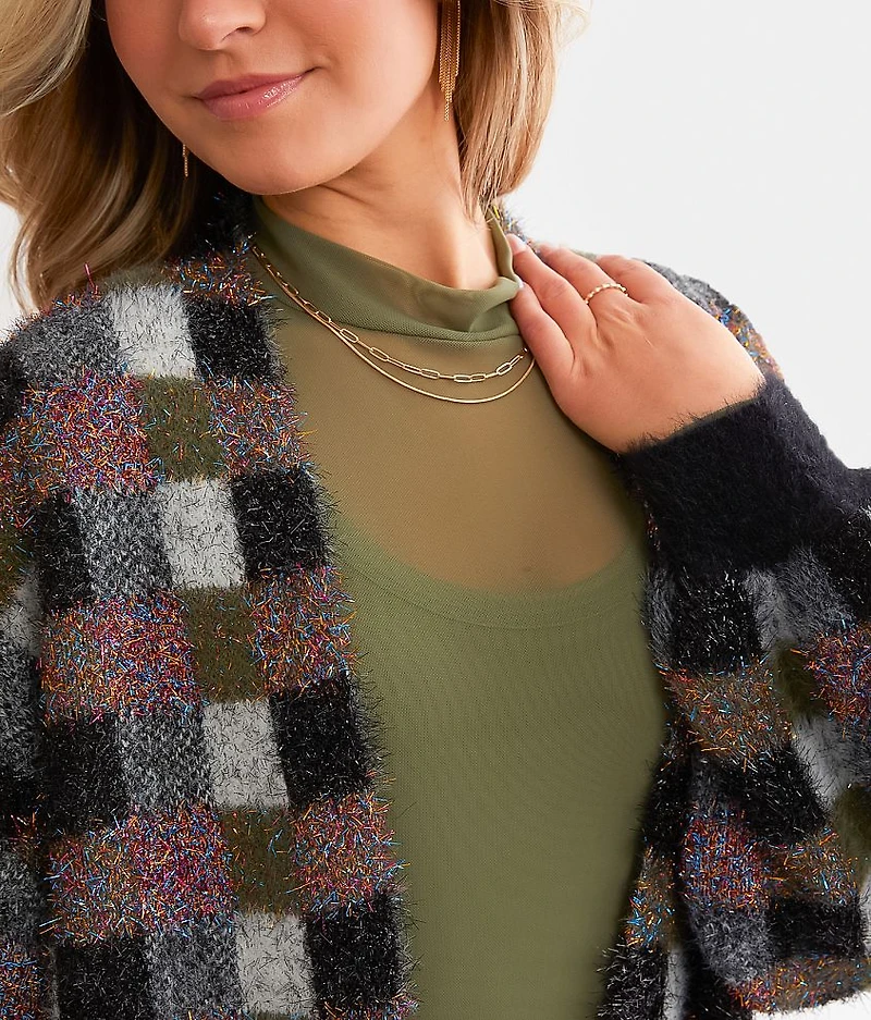 Tinsel Checkered Cardigan Sweater