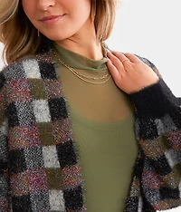 Tinsel Checkered Cardigan Sweater