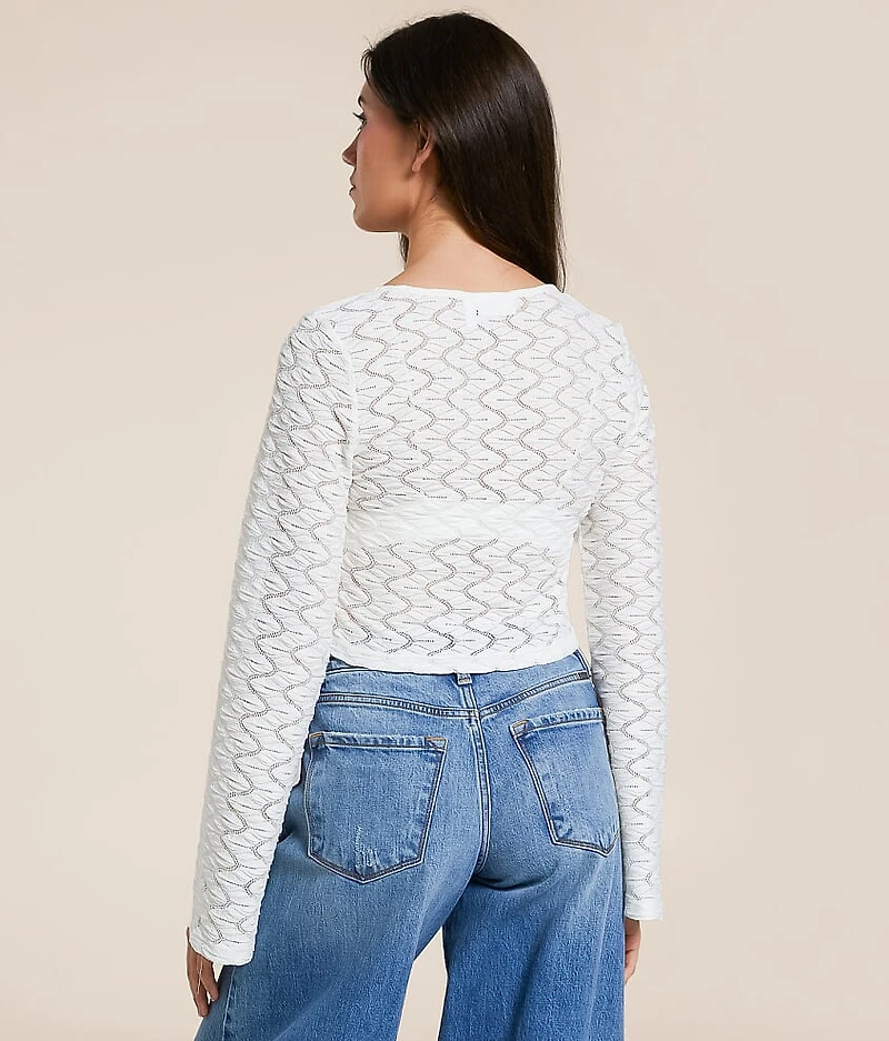 Lace Cinch Tie Cropped Top
