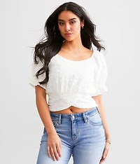 Textured Floral Cropped Top