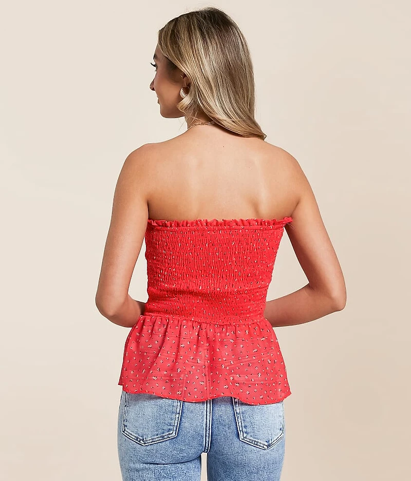 Floral Chiffon Smocked Tube Top