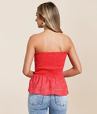 Floral Chiffon Smocked Tube Top