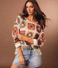 Sterling & Stitch Multicolor Fringe Sweater