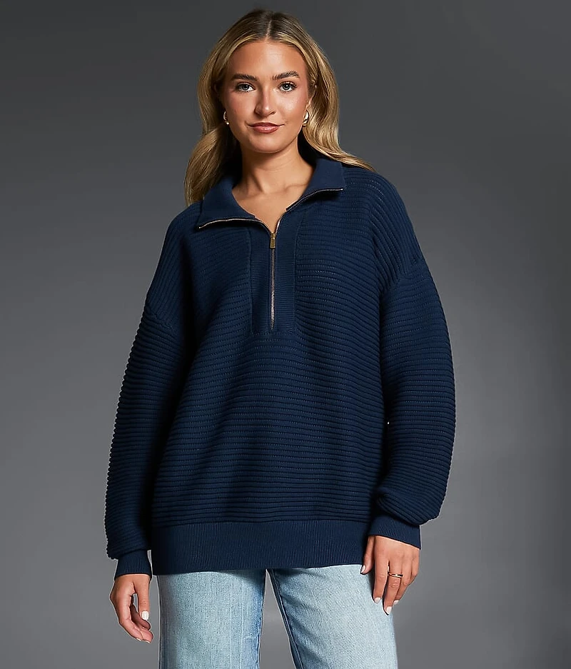 Collared Quarter Zip Sweater