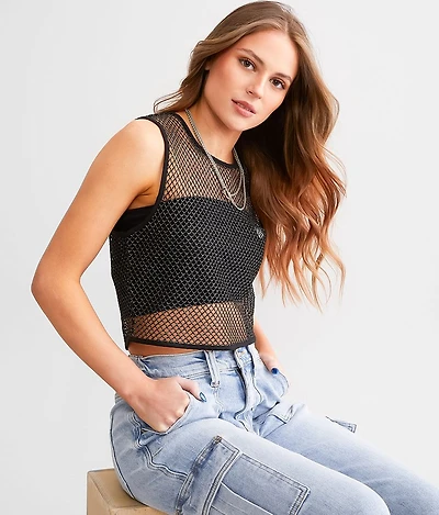 Metallic Netted Tank Top