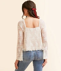 Pleated Lace Cropped Top